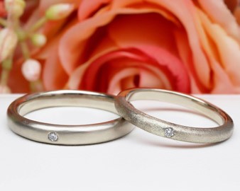結婚指輪（彫金工法）ダイヤモンド伏込み留めスターダストつや消し鏡面