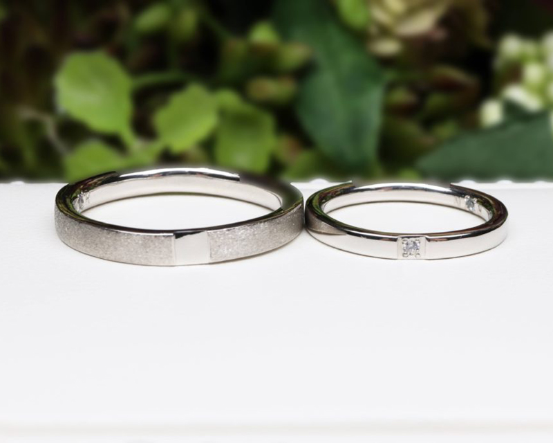 結婚指輪（彫金工法）ダイヤモンドななこ留めスターダスト鏡面