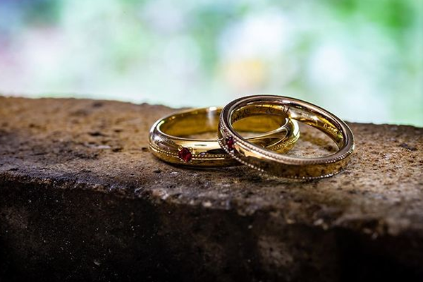 design-sample4 | 工房Smith札幌 ガーネット×ゴールド×ミル打ち