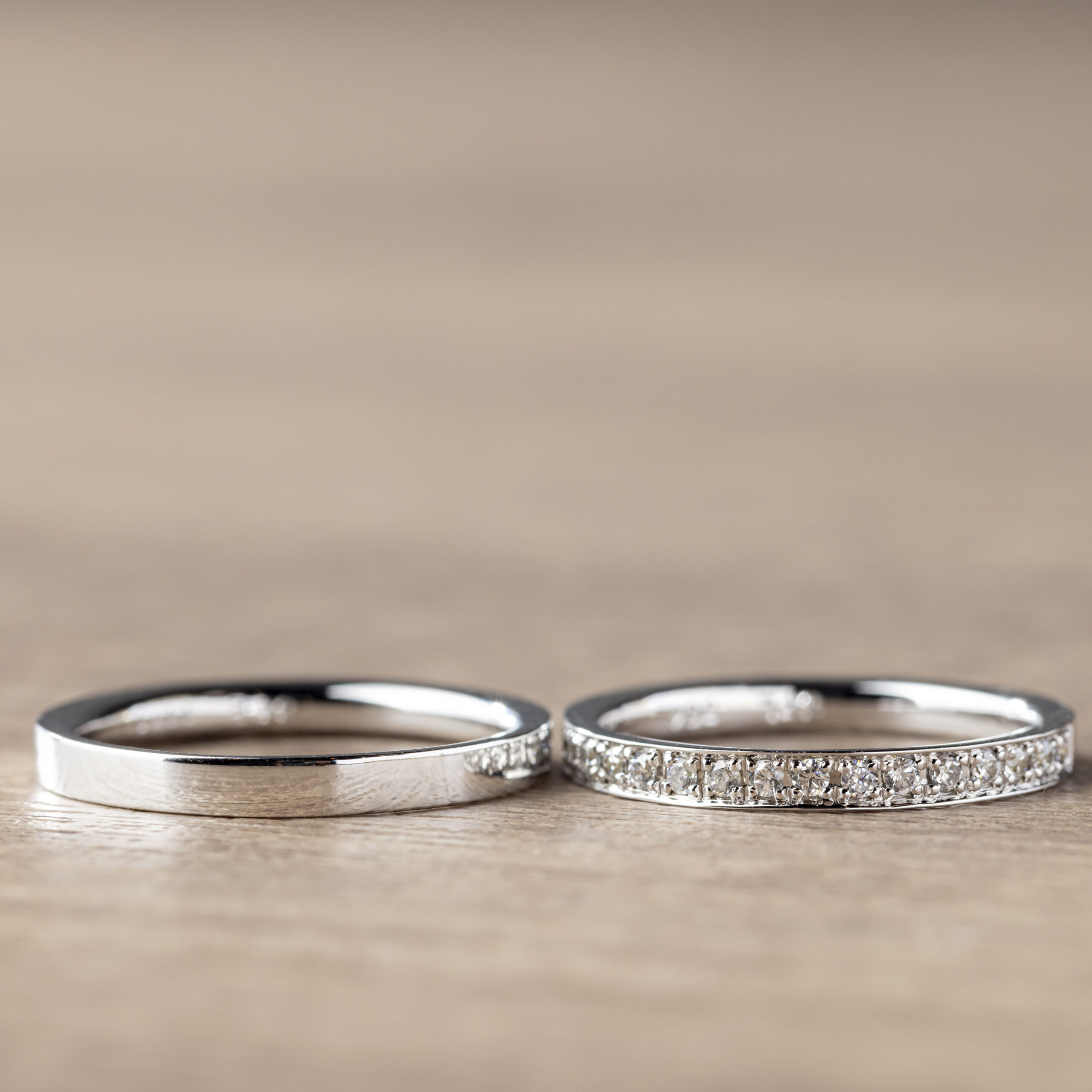 結婚指輪（彫金工法）ダイヤモンド彫り留め鏡面