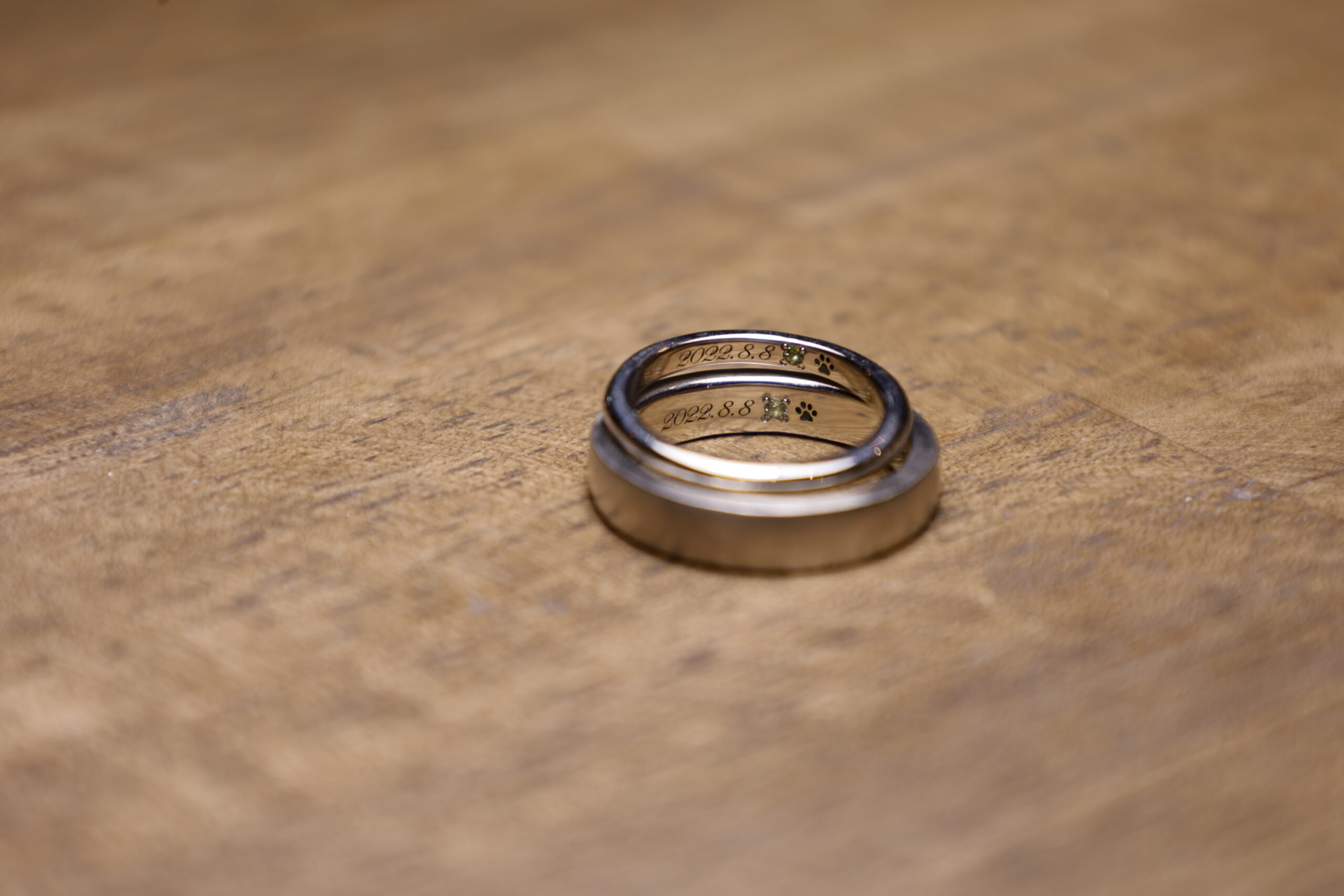 ペアリング（彫金工法）カラーコーティングつや消しレーザー刻印