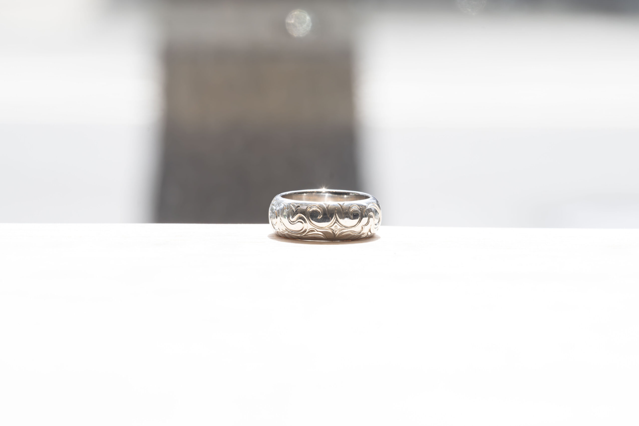 ペアリング（彫金工法）アイヌ紋様(モシリ)