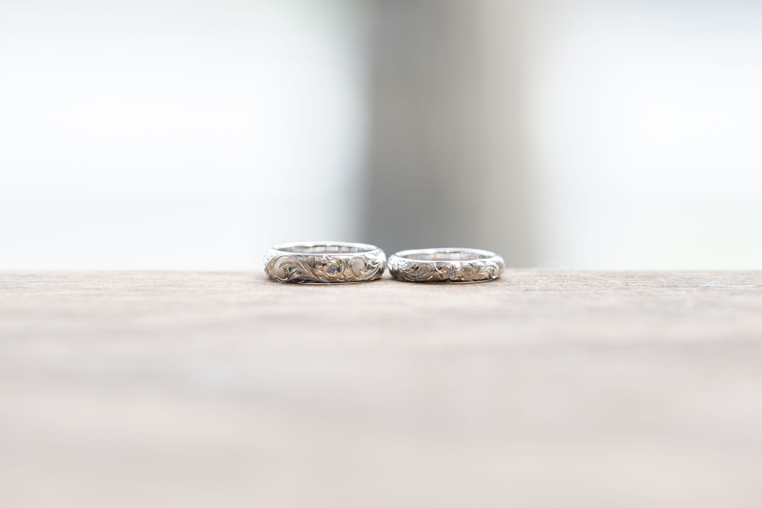 ペアリング（彫金工法）タンザナイト伏込み留めハワイアンハワイアンワンポイントモチーフ鏡面