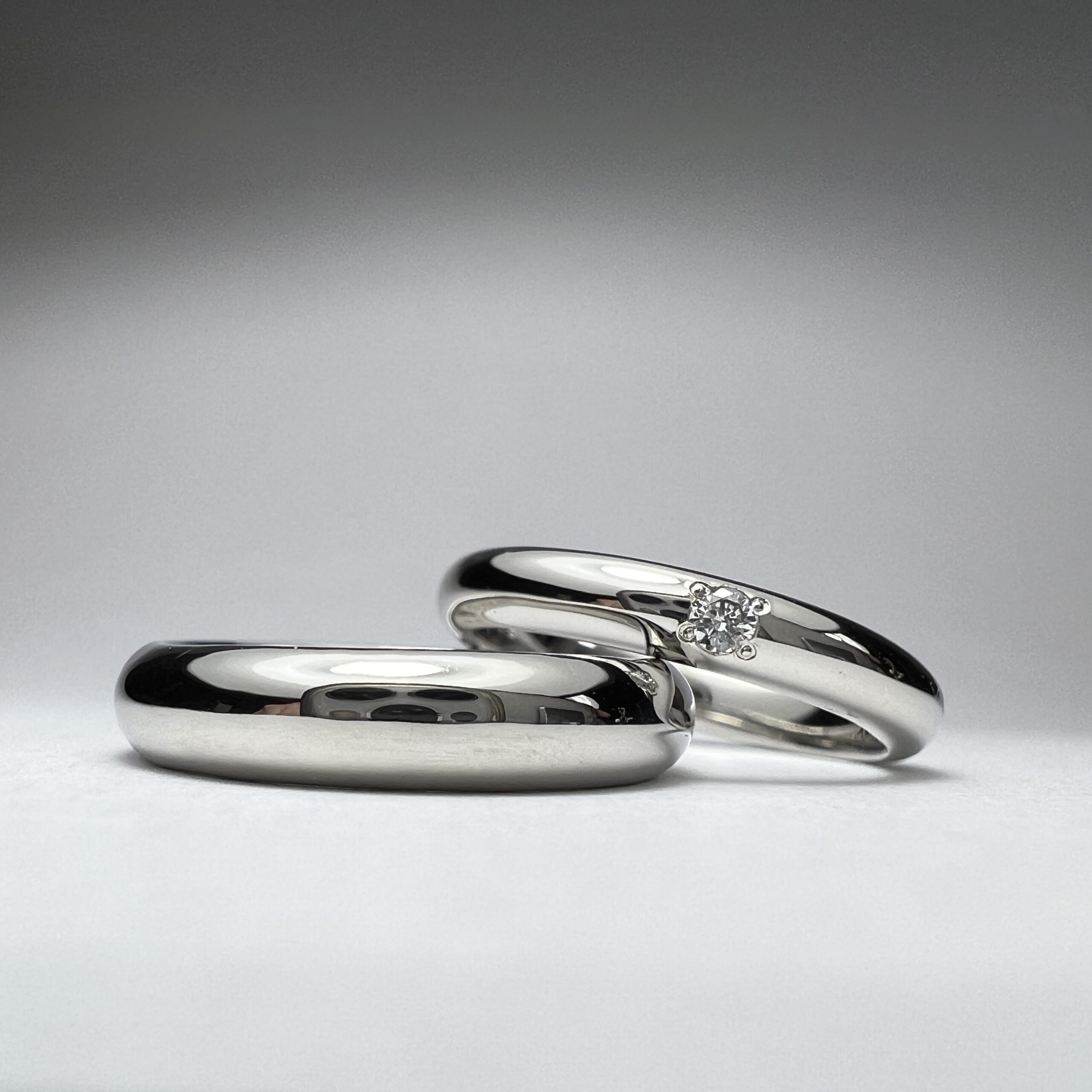結婚指輪（彫金工法）ダイヤモンドななこ留め鏡面