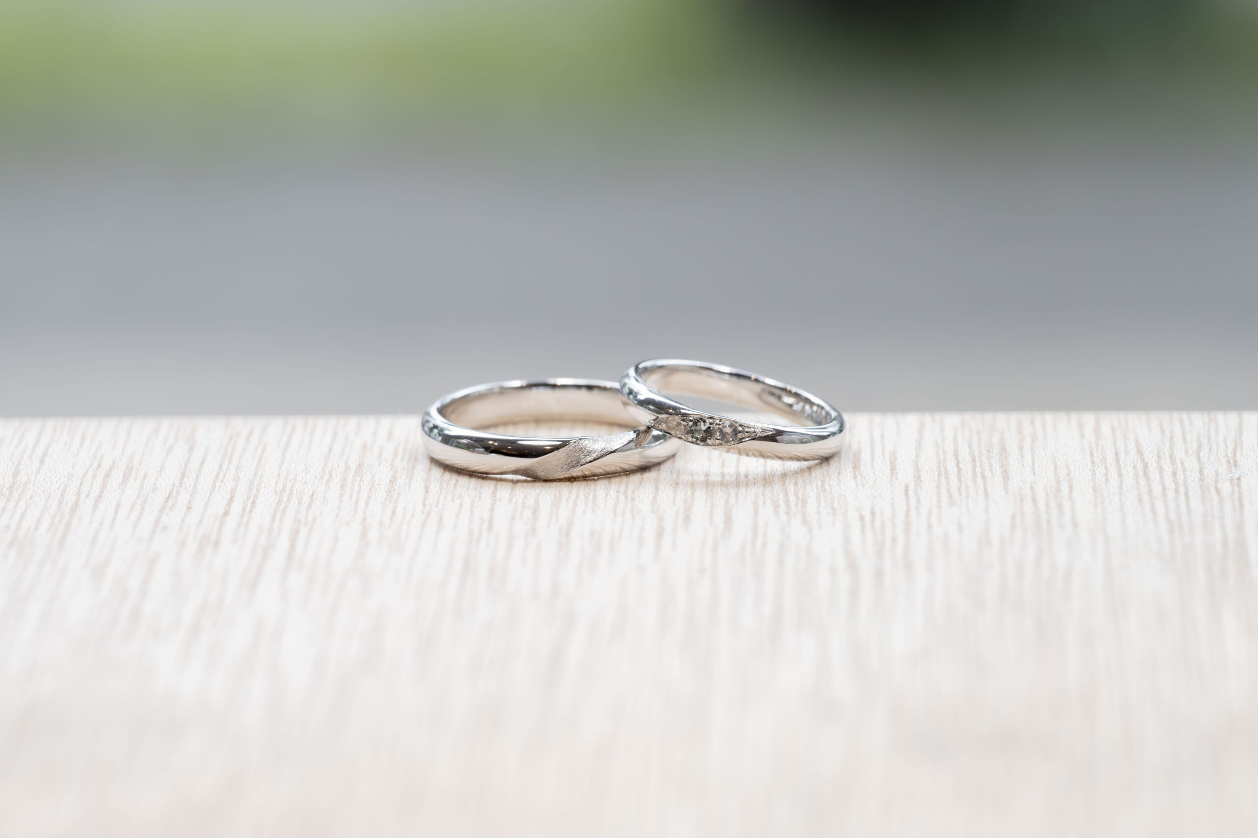 ペアリング（彫金工法）アクアマリンダイヤモンド彫り留めスターダストメビウスレーザー刻印鏡面