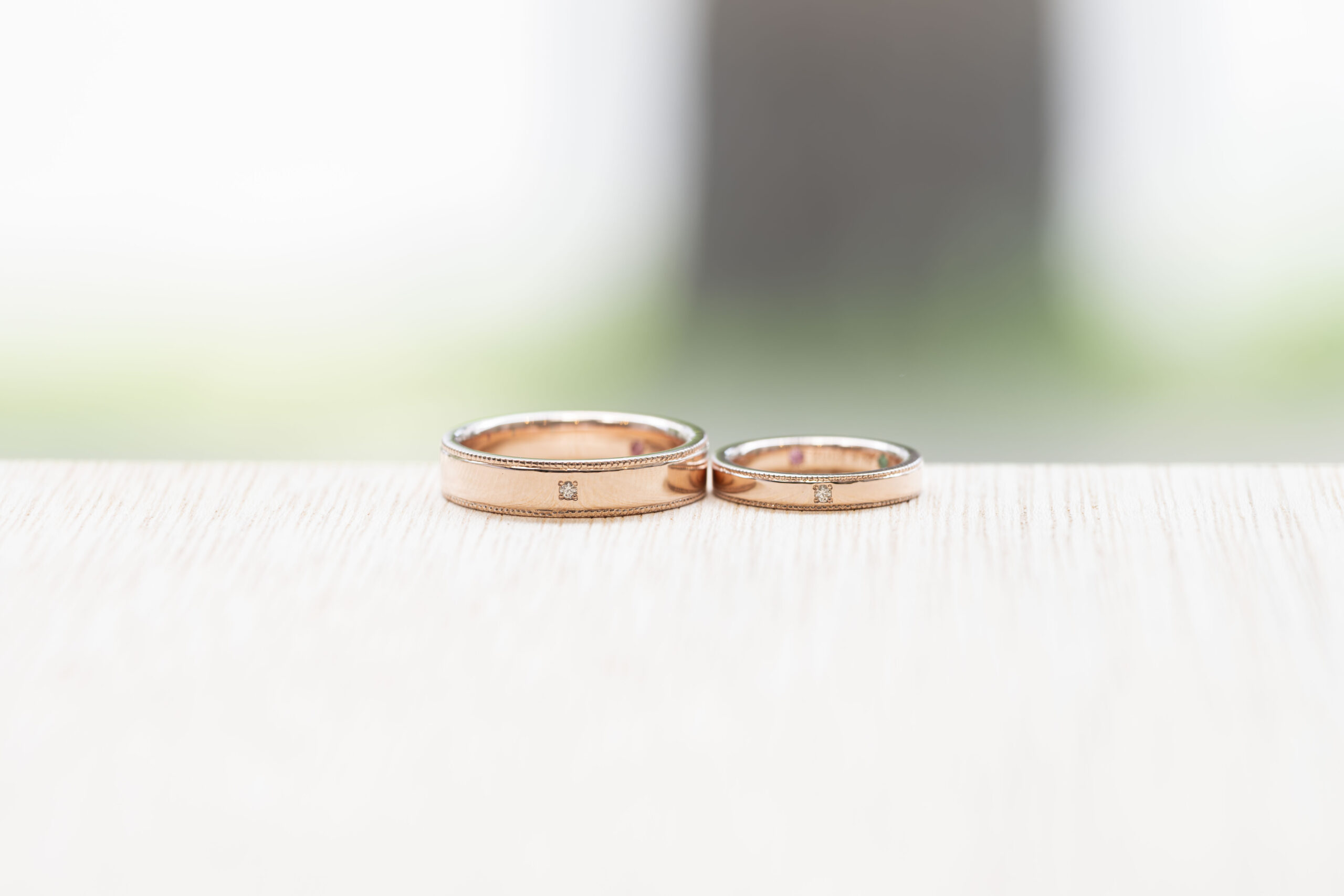 ペアリング（彫金工法）ダイヤモンドななこ留めミル打ち鏡面