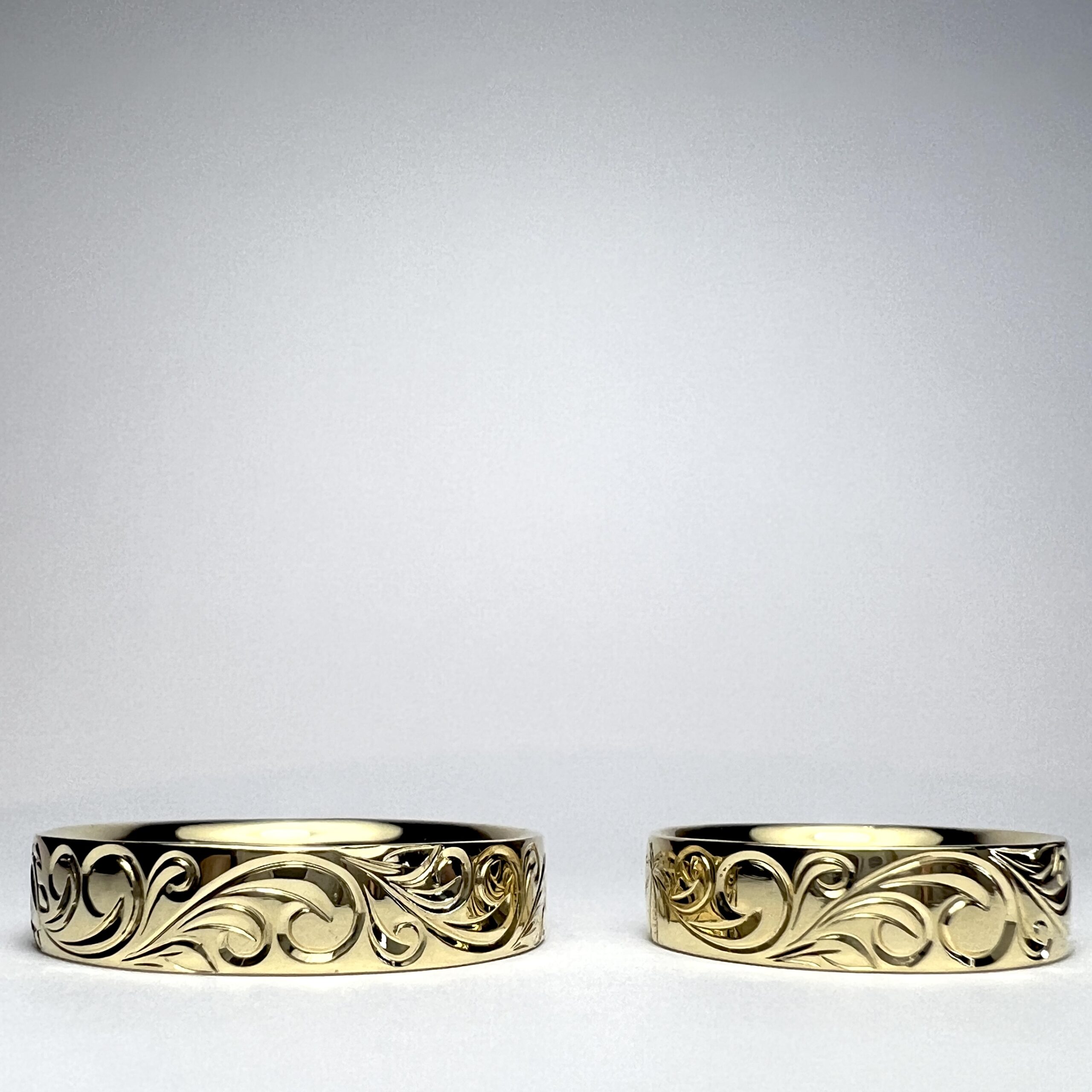 結婚指輪（彫金工法）ハワイアン鏡面